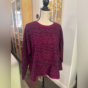 Apt 9. - neon fuchsia leopard cozy sweater